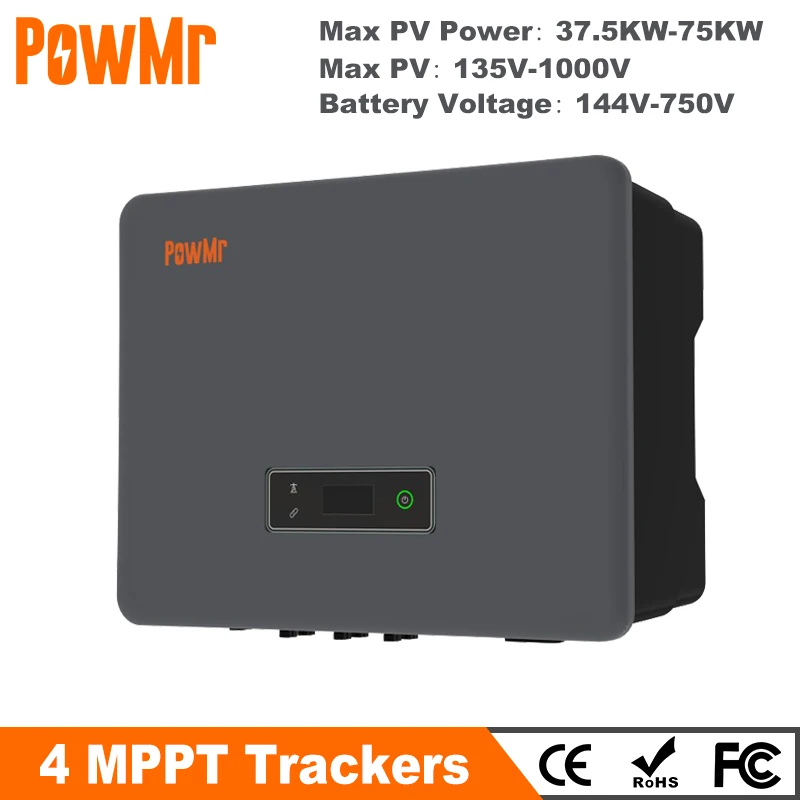 PowMr 4 MPPT Tracker 3 Phase Hybrid Solar Inverter 25KW 30KW 36KW 40KW 50KW Pure Sine Wave Inverter with MPPT 100A Solar Charger