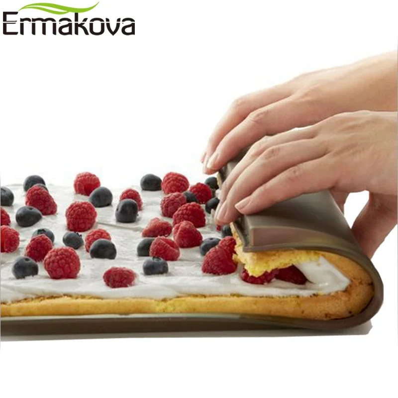 ERMAKOVA Silicone Cake Pan Nonstick Bakeware Baking Mould Swiss Roll Cake Mat Baking Tray Silicone Cookies Mold