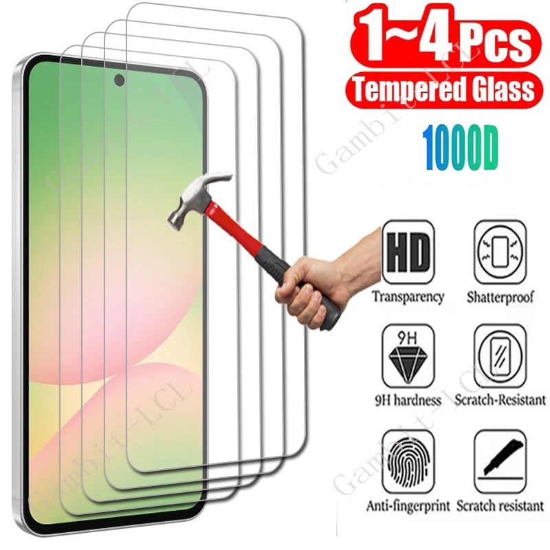 1/4 pçs vidro temperado para samsung galaxy a35 a54 a13 a53 a52 a12 a22 a33 a32 a06 a52s a56 a05 a04 a55 a14 a17 protetor de tela
