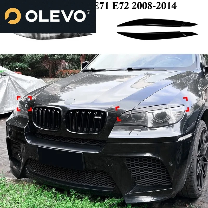 جديد سيارة الجبهة العلوي الحواجب غطاء الكسوة لسيارات BMW X6 E71 E72 2008-2014 رئيس مصباح الجفون الخارجي السيارات الجسم أطقم اكسسوارات السيارات #2