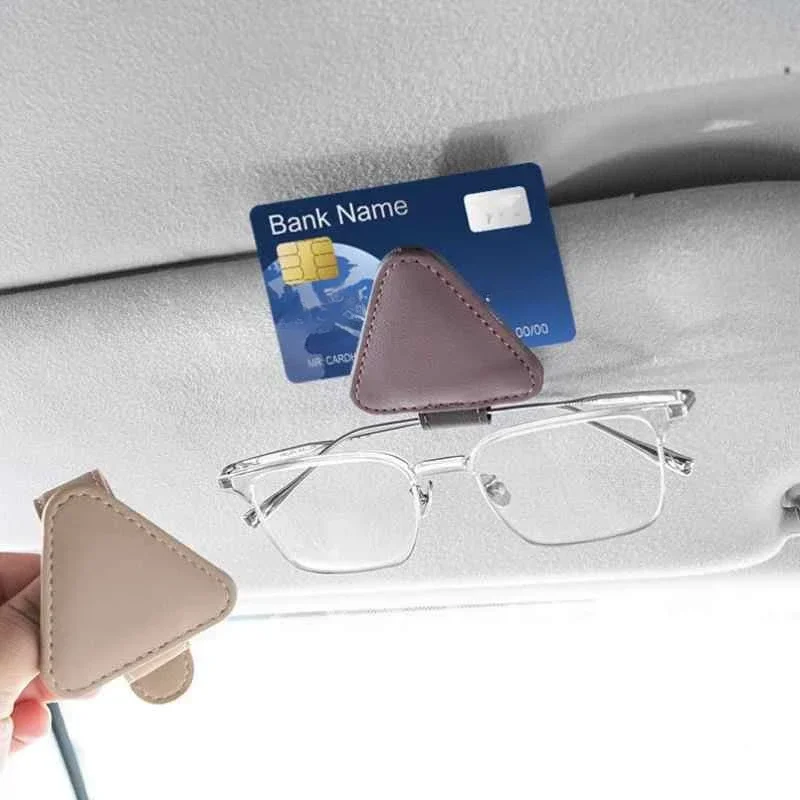 

Автомобильный держатель для солнцезащитных очков из искусственной кожи, солнцезащитный козырек, зажим для солнцезащитных очков, чехол для очков из воловьей кожи, крепление для билетов, зажим для карт, аксессуары для салона автомобиля