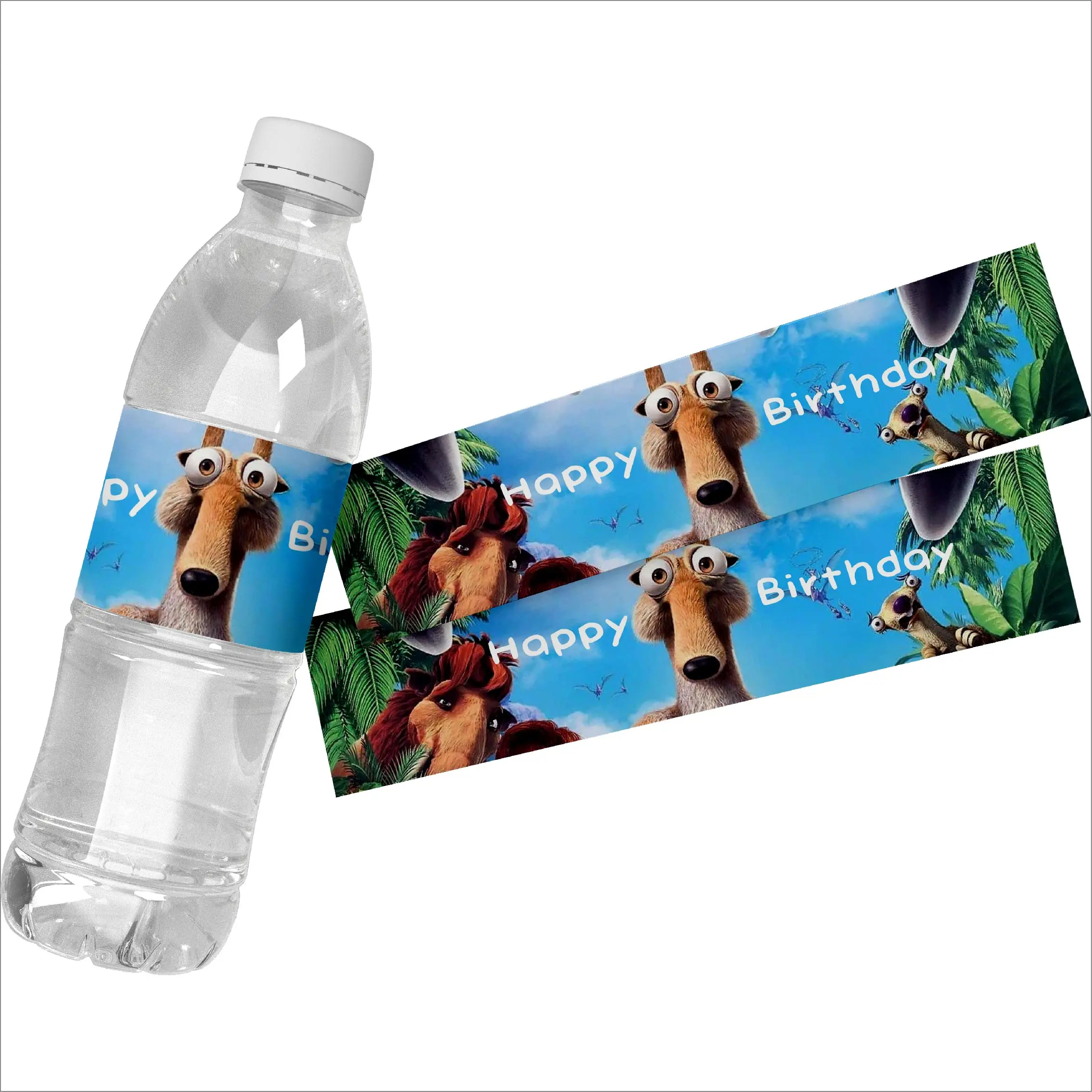 6pcs Disney Cartoon Ice Age Water Bottle Labels Stickers Kids Birthday Party Supplies Decorations Event Baby Shower Decor Gifts