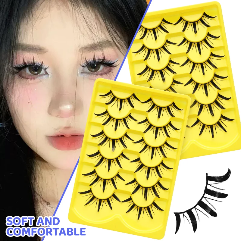 DINGSEN 6 Paar Manga-Wimpern, Cosplay, falsche Wimpern, Anime, gefälschte Wimpern, Make-up, großes Auge, Manga-Wimpern, Manhua-Streifenwimpern – Detail 3