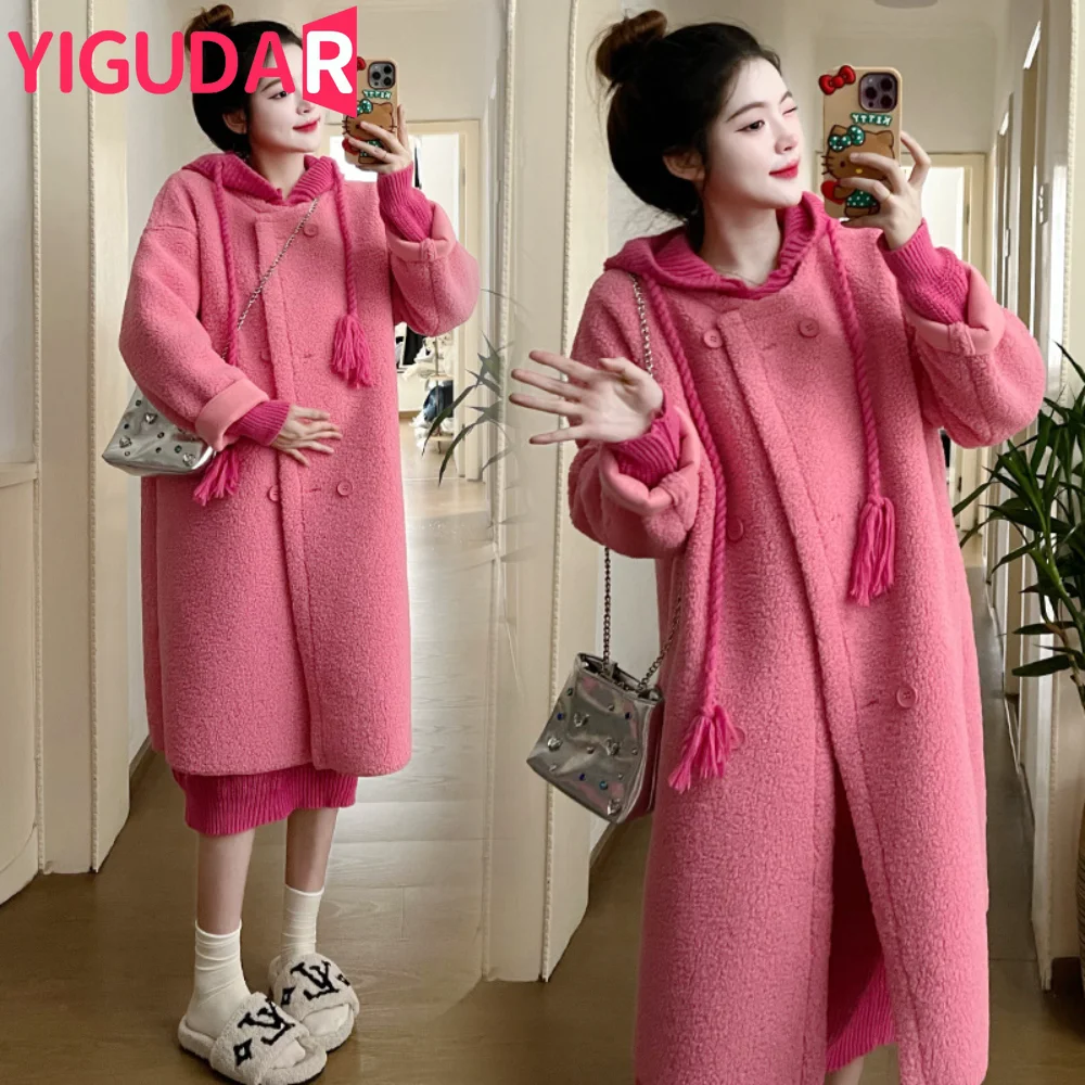 

Maternity Coat Thicken Fleece Parka Puffer Jacket Long Winter Hooded Jacket Warm Coat 2023 Korea Fashion pregnant women clothing