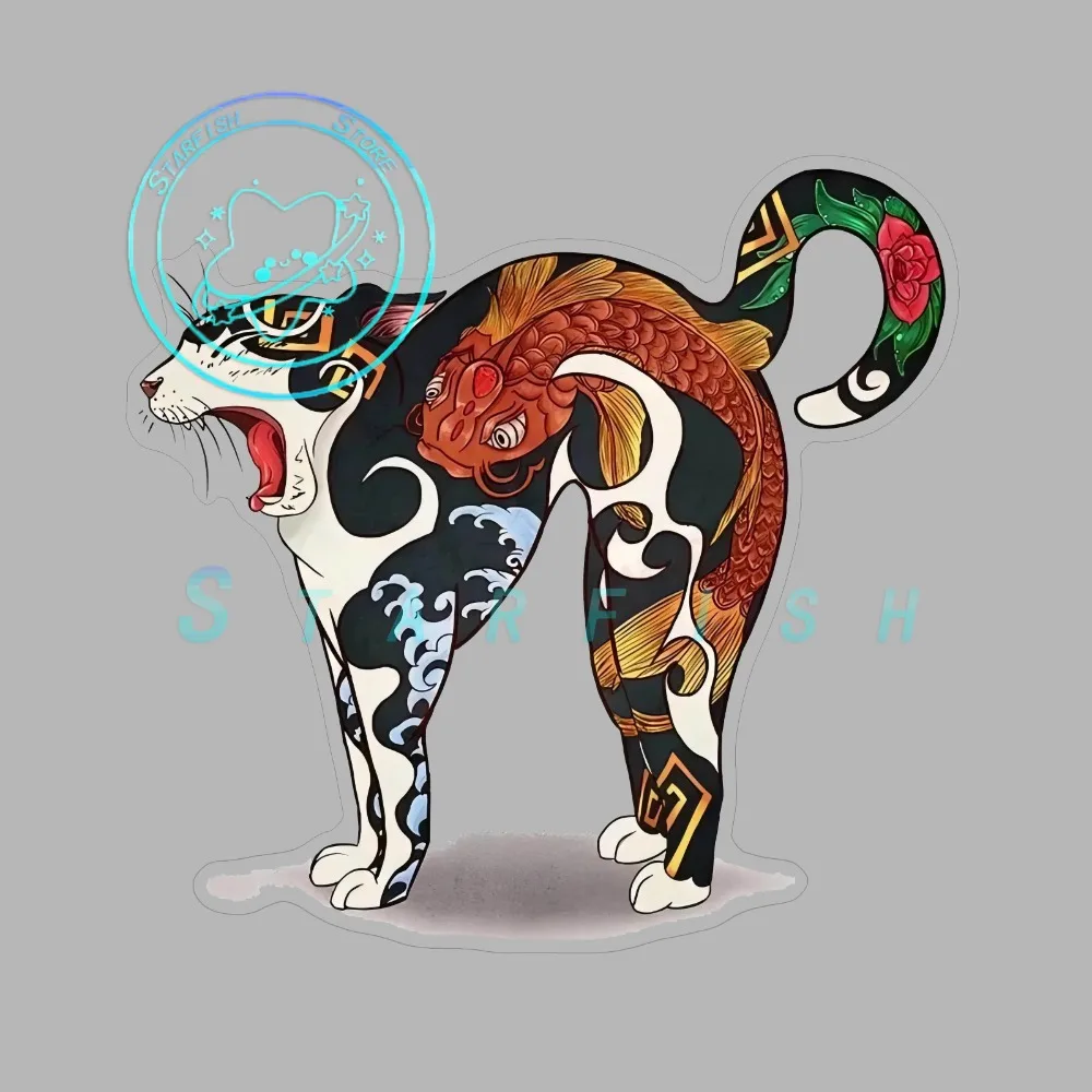 

Horiyou Monmon Cat Decal Window Motorcycle Camping Car Bumper Helmet Laptop Decoration PVC Material Waterproof and Sunscreen