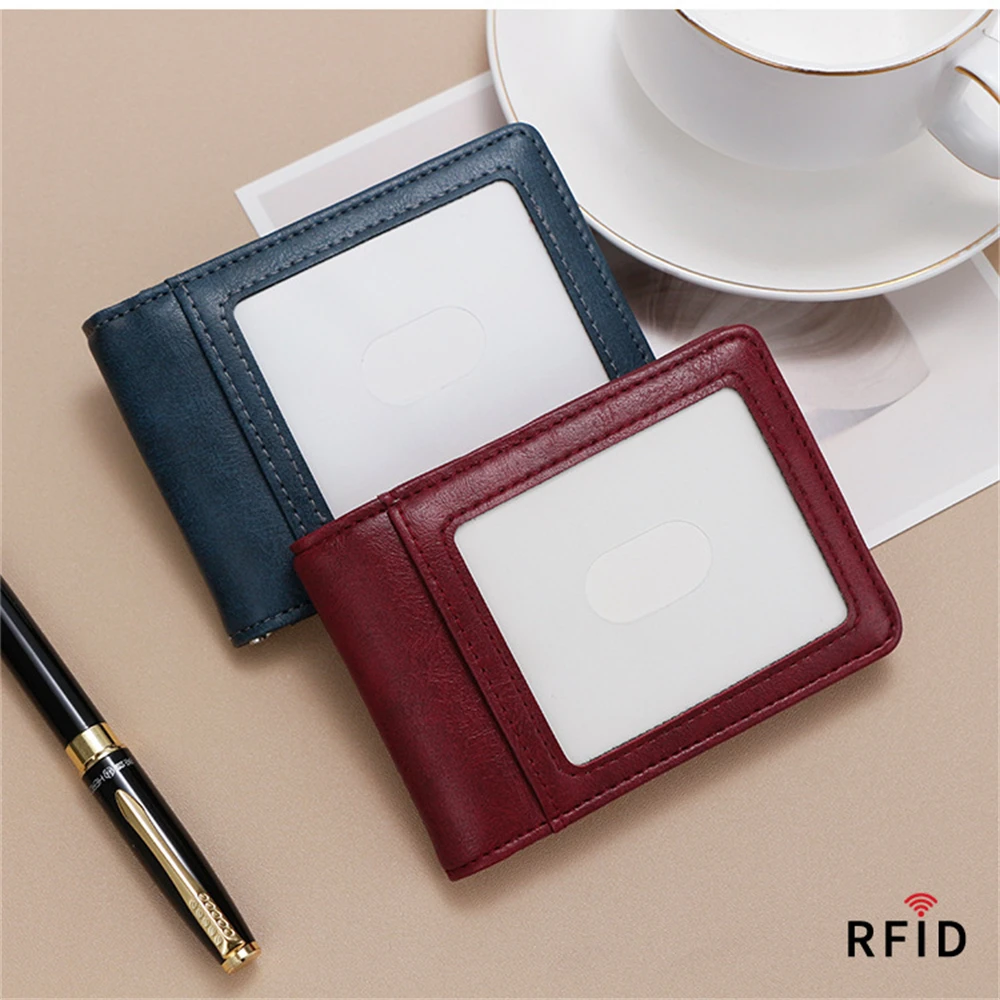 

Ретро тонкий кошелек с блокировкой RFID из искусственной кожи, держатель для кредитных карт, сумка для денег для мужчин и женщин, мини-ручная сумка для карт