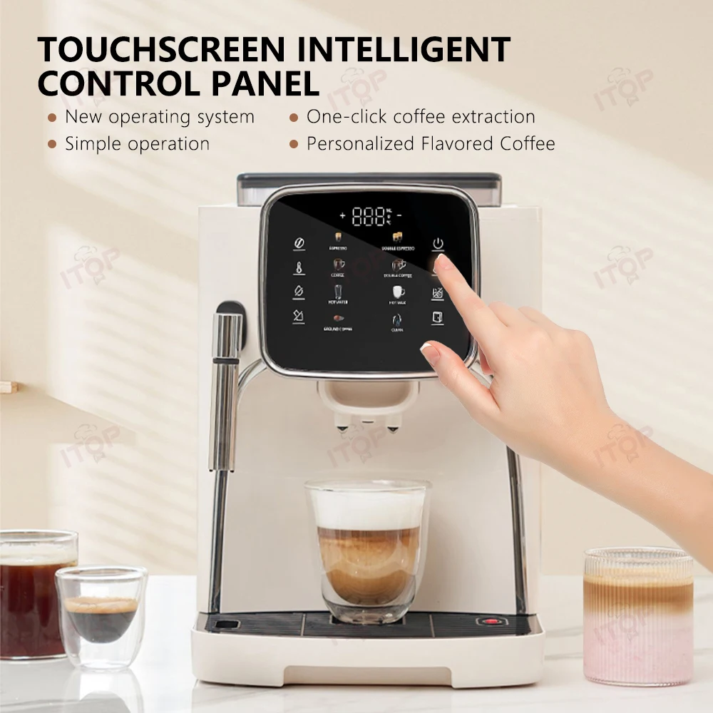 ITOP ACM7U Automatic Coffee Machine 3 in 1 Espresso Brewing, Bean Grinder and Milk Foaming Household Coffee Maker 110V 220V