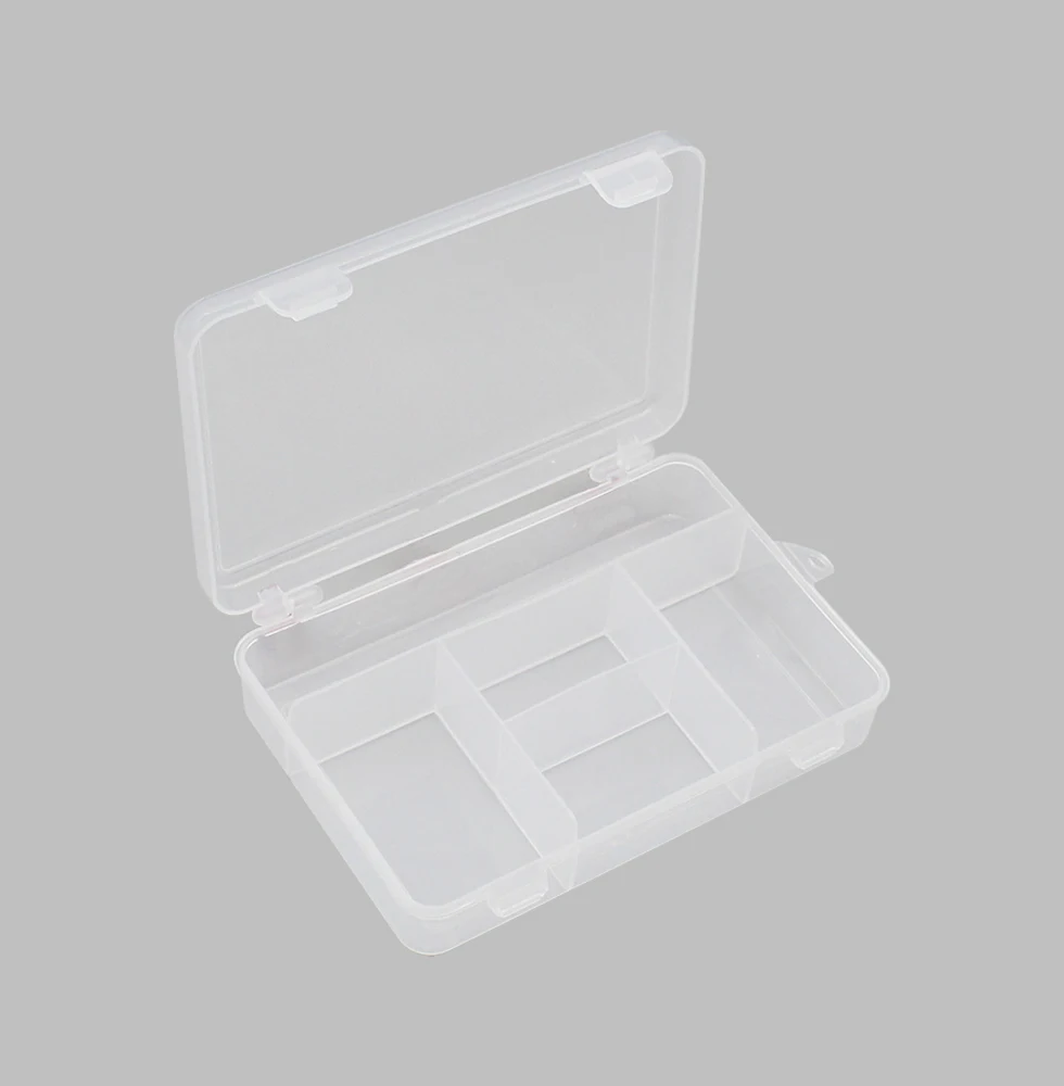 

Double buckle 5grid transparent plastic box, hardware parts, jewelry storage box, electronic components, fishing gear, fish hook