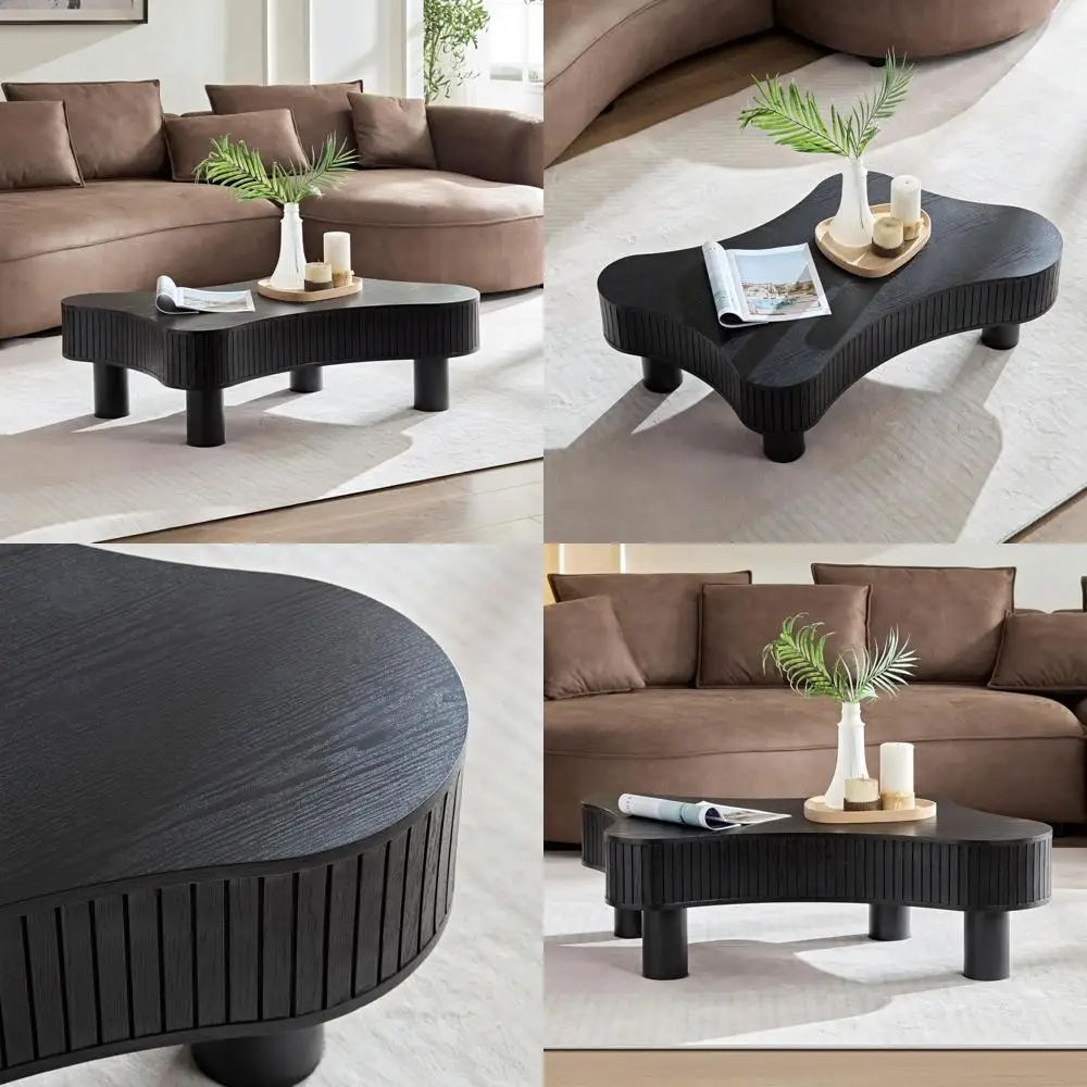 Mid Century Modern Wooden Coffee Table - 42.52 Living Room Accent and Side Table in Wood