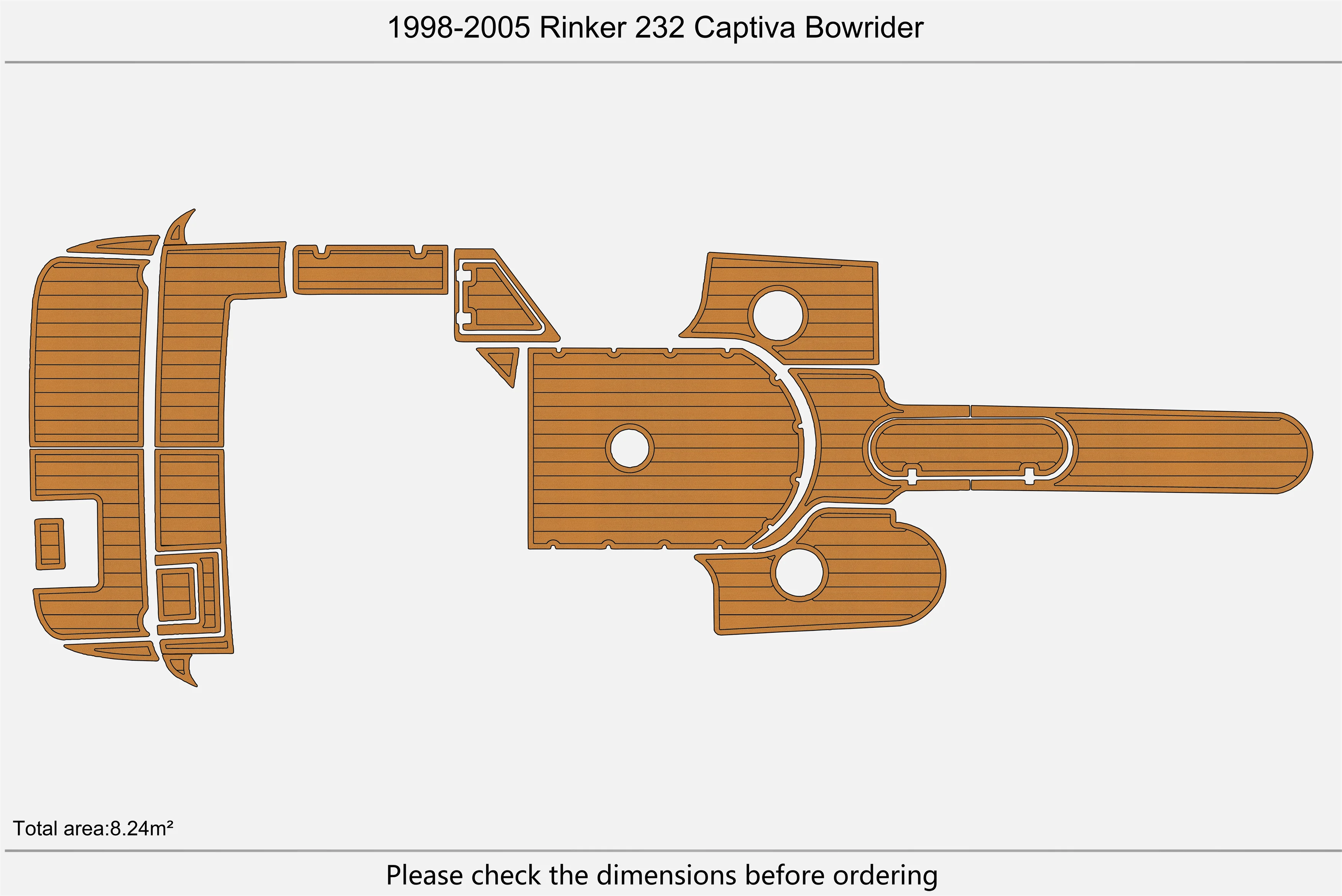 Eva foam Fuax teak seadek marine floor For 1998-2005 Rinker 232 Captiva Bowrider Cockpit Swim platform 1/4