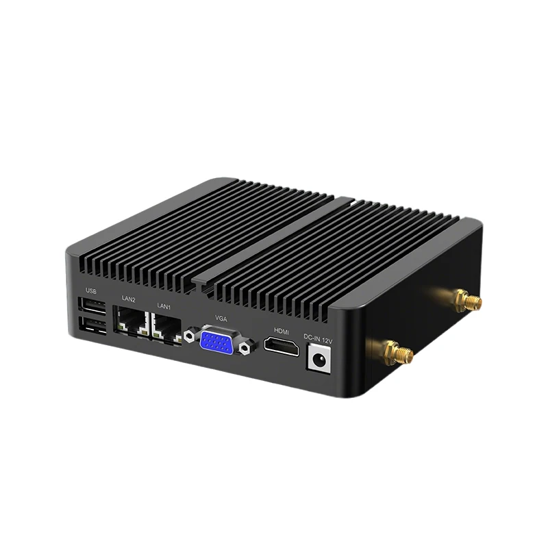N2840 Mini Industrial PC, Dual-Network Dual-Serial Low-Power Linux Commercial Ubuntu Embedded Fanless RS458/232 Computer, 4G Net