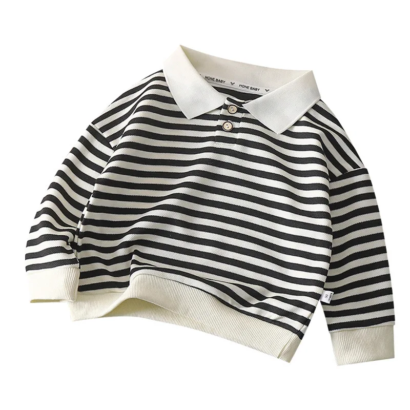 2026 New Autumn Korean Style Kids Boys Striped Shirts Long Sleeve Casual Toddlers Kids Pullovers Tops Children Clothes - view 5