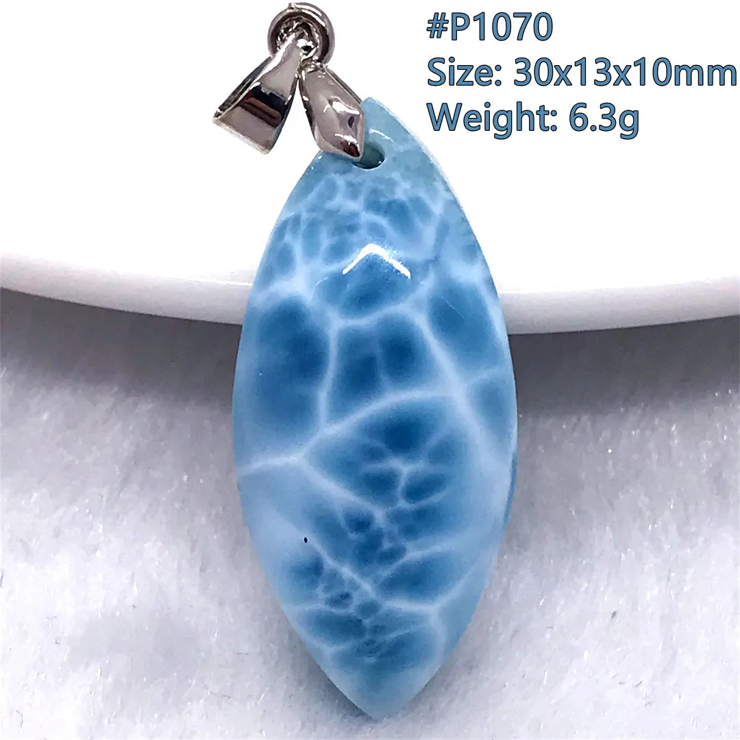 

Top Natural Blue Larimar Pendant Jewelry For Women Lady Man Pretty Gift Crystal Rare Stone Beads Silver Dominica Gemstone AAAAA