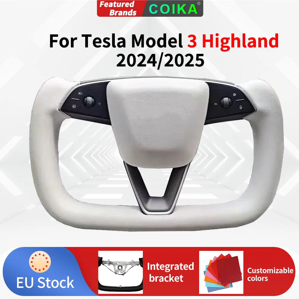 

Yoke Handle Design Car Steering Wheel For Tesla Model 3 Highland 2024 2025 Personalized Leather Customized Auto Accessories