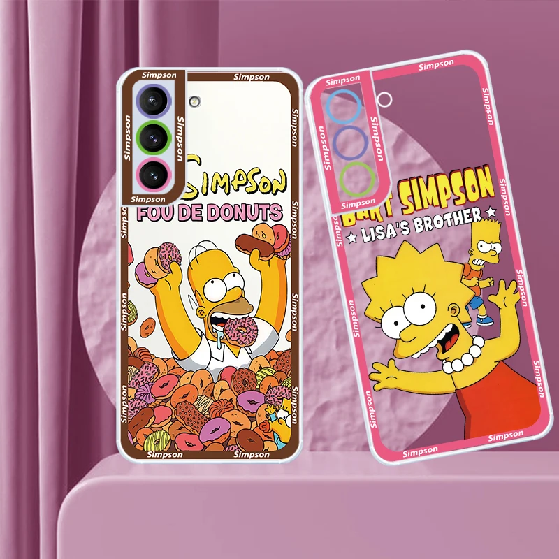 Disney The Simpsons Sister Transparent Phone Case For Samsung S23 S22 Ultra S21 S20 FE S10 Note20 10 Plus 5G Angel Eyes