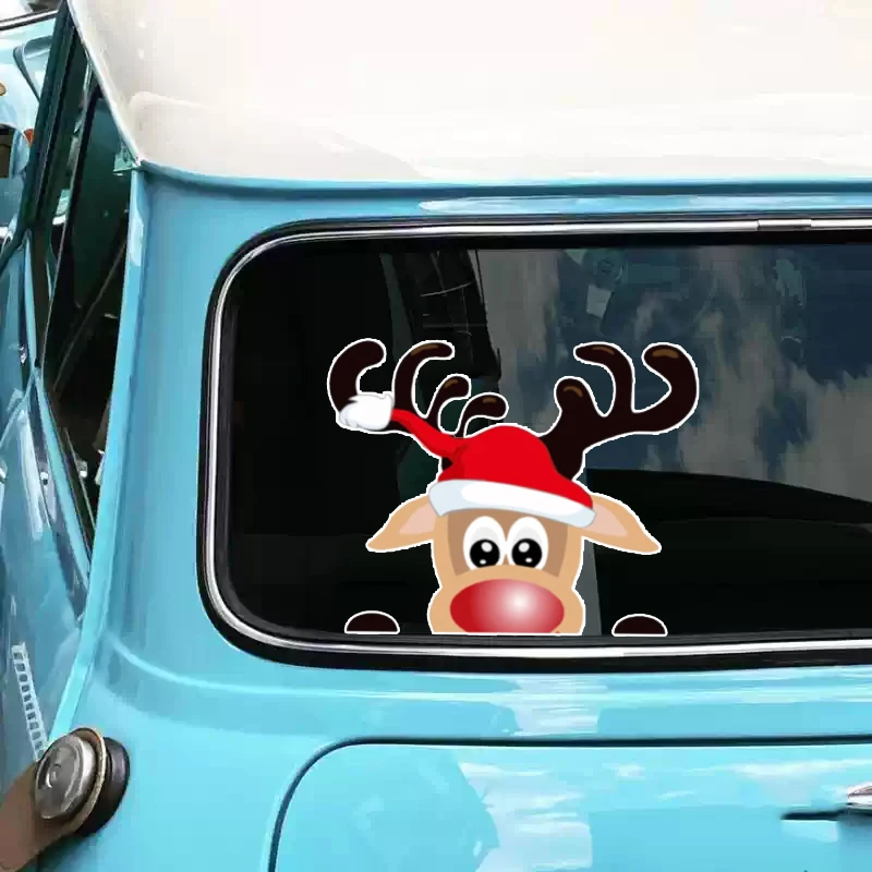 2025 عيد الميلاد جديد نافذة السيارة ملصق ، الديكور الجانب نافذة الوفير ملصق ، سانتا كلوز الأيائل زجاج السيارة لاصقة تزيين