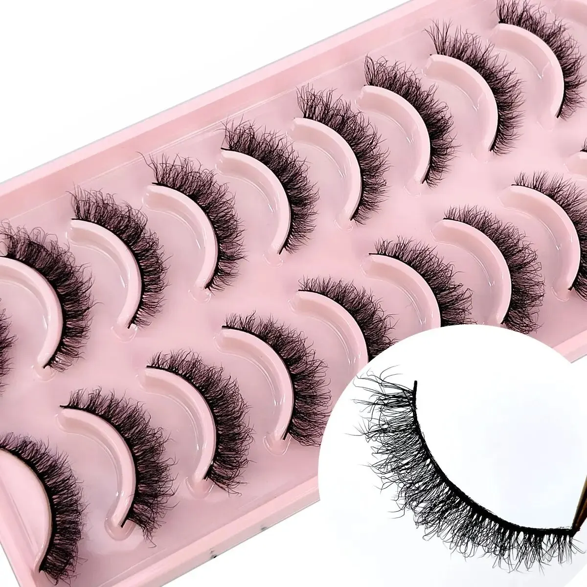 HBZGTLAD New 10 Pairs 3D Faux Mink Eye Lashes Fluffy Volume Mink Lashes Short Lashes Makeup Kit Natural Long False Eyelas