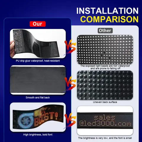 Rullande reklam LED-bilskylt USB RGB anpassad animation programmerbar textmönster appkontroll Bluetooth-logotyp ljusdisplay 10 best sales Uber LED-skylt för bil - №3