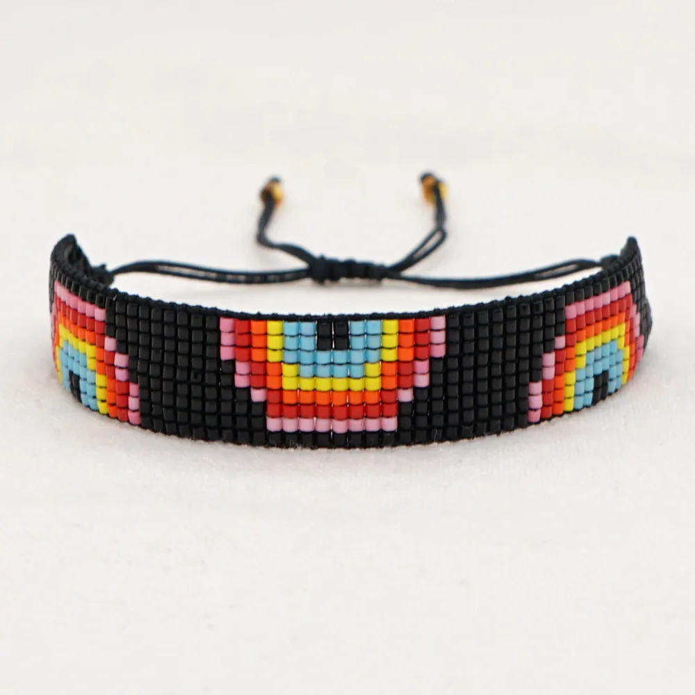 

Rice bead bracelet Rainbow Originality Design Geometry Eye Hand knitting Bohemia Adjustable Fashion Simple Beaded bracelet