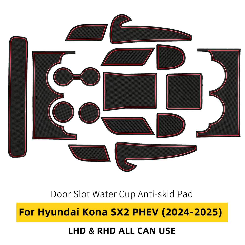 YEE PIN Kona 2024 Boîte De Rangement Console Centrale - Compatible Hyundai Kona SX2 Hybrid PHEV 2024 2025 2026 - Organisateur Avec Tapis Antidérapant