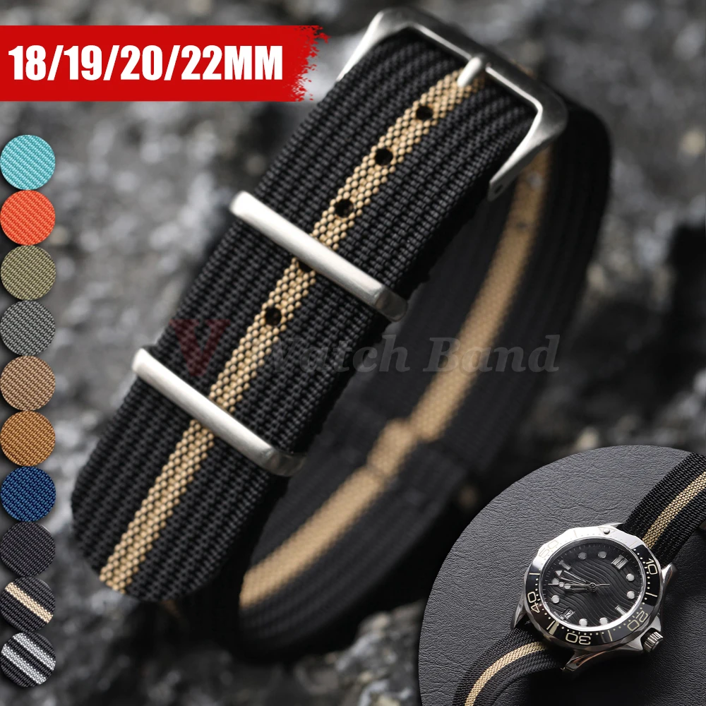 19mm 18mm 20mm 22mm nouveau bracelet de montre en Nylon nervuré bracelet en Nylon pour montres Seiko accessoires pour Bracelets de montre militaire Omega