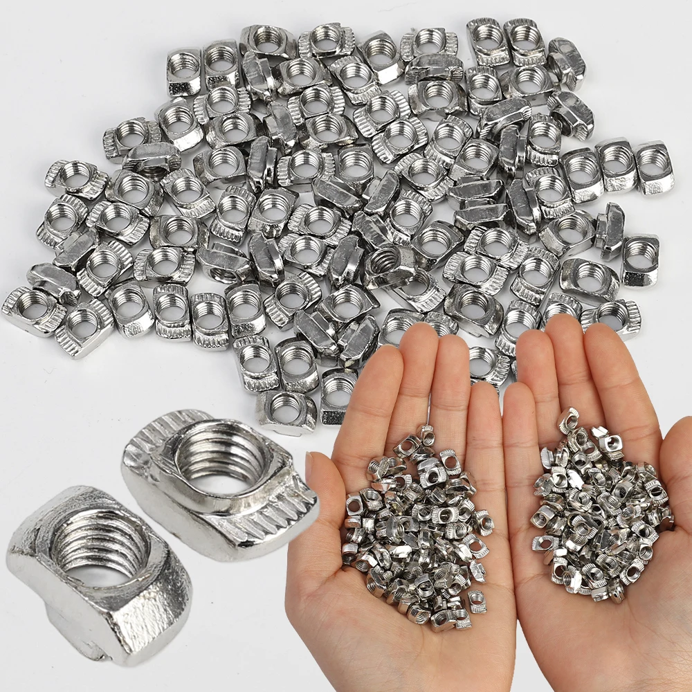 50-200PCS M5 T-shaped Nuts Carbon Steel Nuts Kits Hammer Head T Sliding Nut Fastener Connector Slot Aluminum Profile Accessories