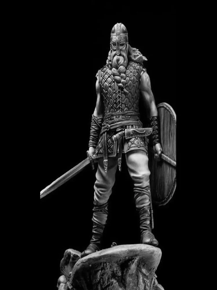 Soporte antiguo sin montar, hombre de fantasía con escudo, kits de figuras de resina en miniatura sin pintar, 1/24