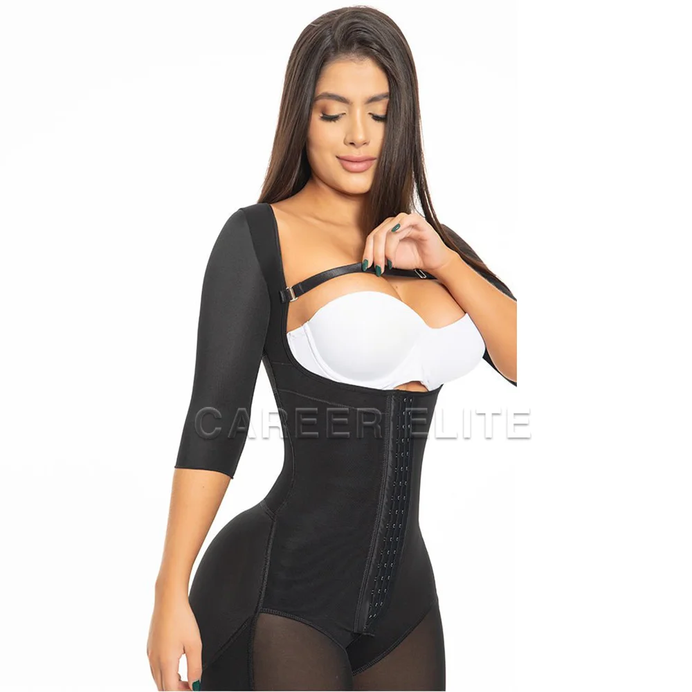 Seamless Shapewear Body Shaper with Sleeves Modeling Postsurgical Fajas Colombianas Bodysuit Posture Correcting Shaping Corset