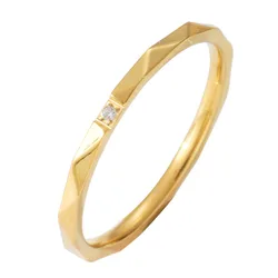 Titanium Stainless Steel Love CZ Crystal Rings Simple One Zircon Couple Rings Women Wedding Band Single Rhinestone