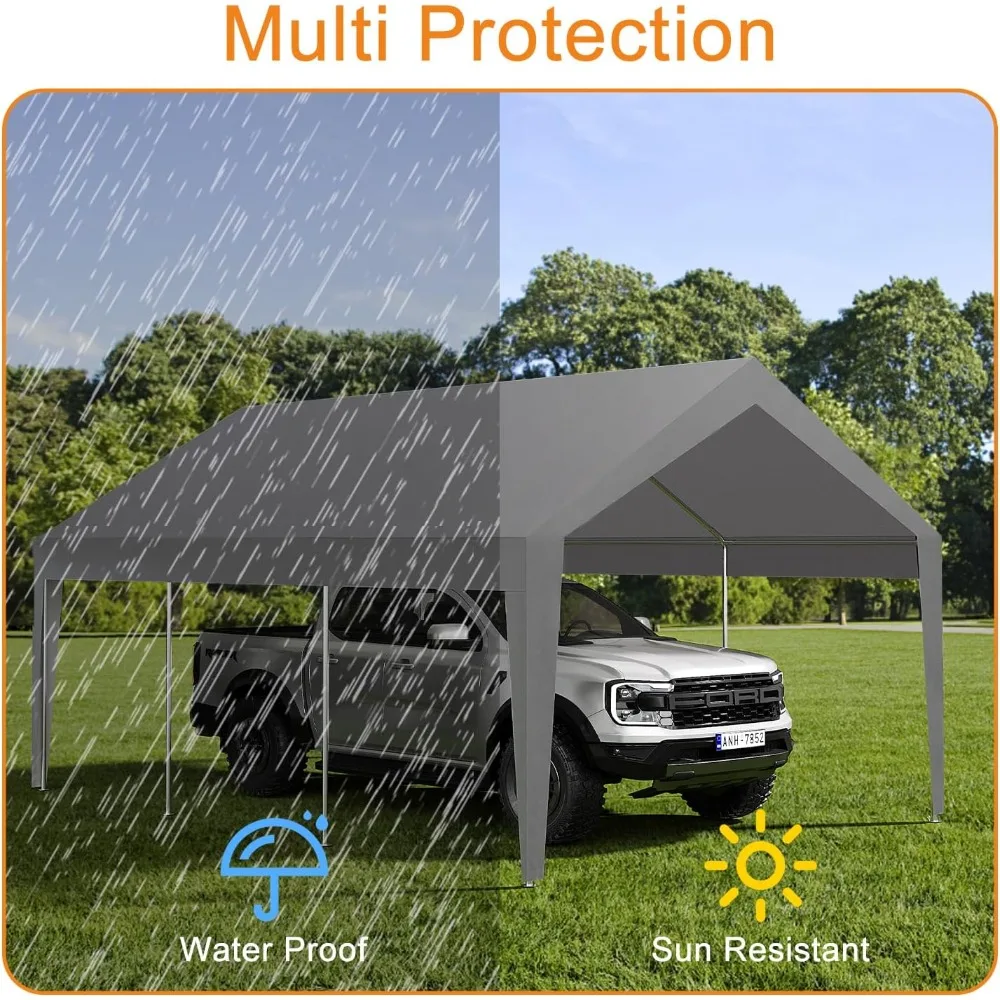 Carport, 10'x20' Extra Large Heavy Duty Carport, Portable Heavy Duty Garage Shelter with 8 Legs, Garage Tent for Car, Truck, SUV