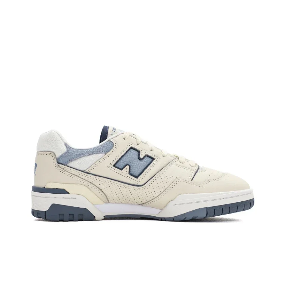 Original New Balance NB 550 Classic Vintage Faux Leather Casual Men's and Women's Running Shoes White Silver BB550PLA