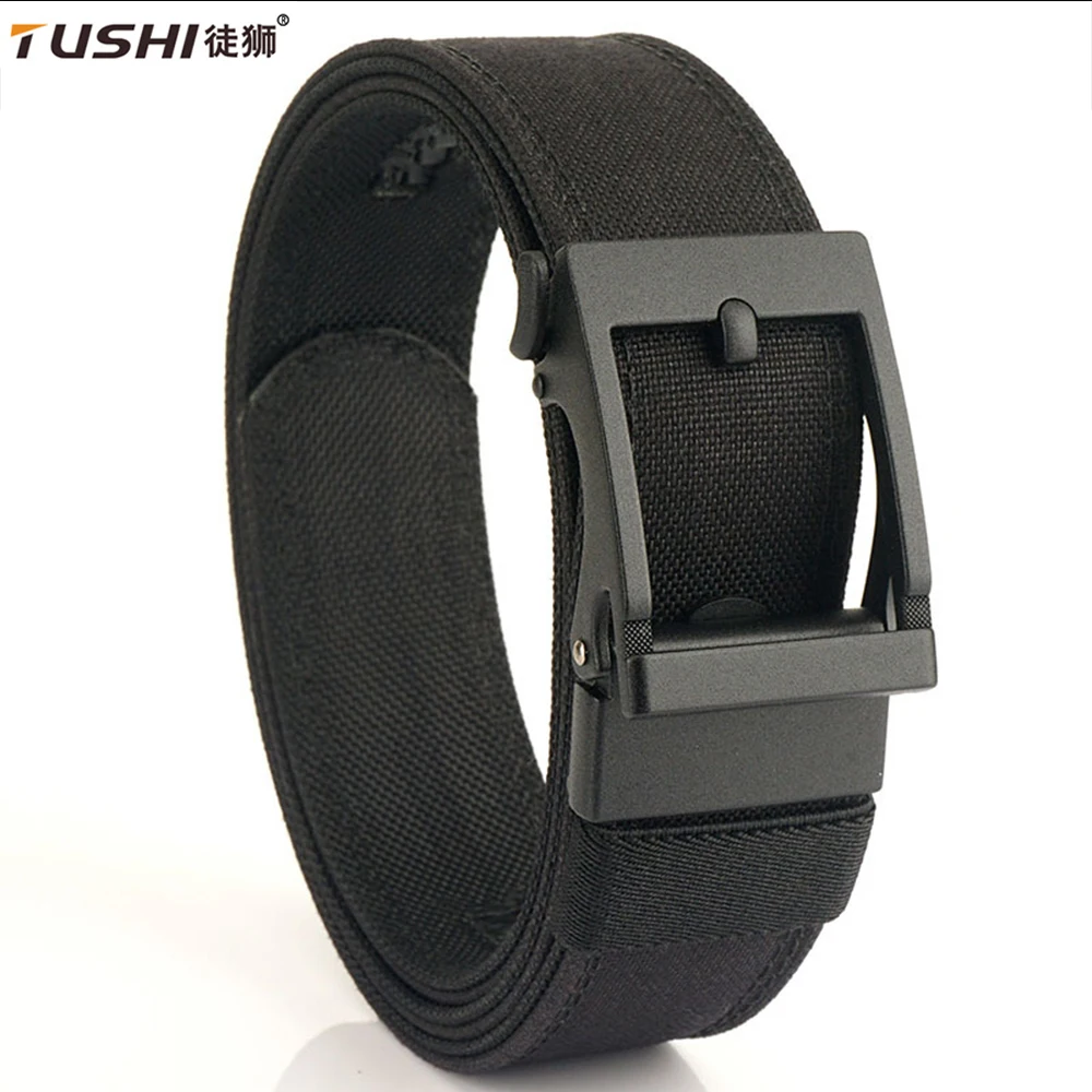 TUSHI Belt Hard Military Belt for Men Metal Automatic Buckle IPSC Gun Belt Nylon Tactical Belt Outdoor Sports Girdle Accessories