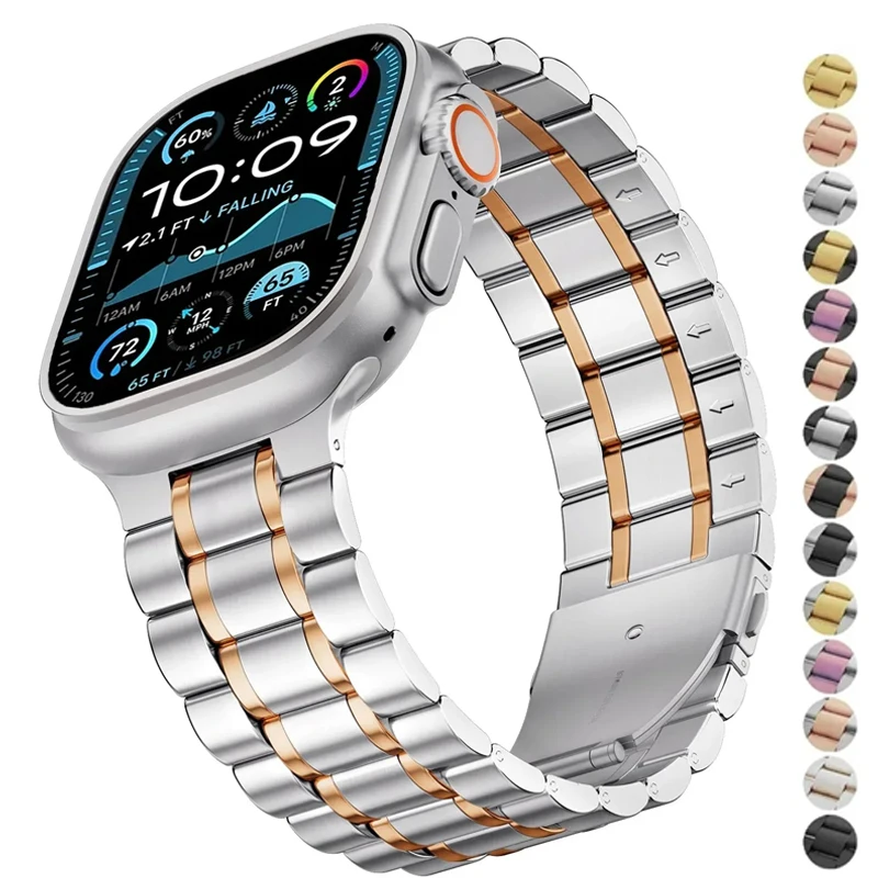 

Stainless Steel Strap for Apple Watch Ultra3 2 49mm Series 11 10 46mm 42mm Metal Band for IWatch 9 8 7 6 SE 5 45 44mm Bracelet
