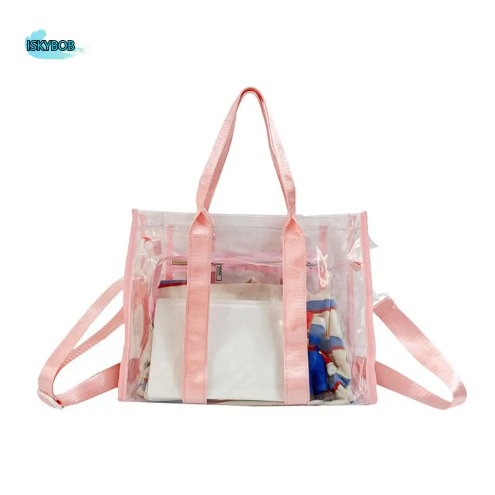 

Portable Waterproof PVC Beach Bag Large Capacity Clear Transparent Tote Bag Luggage Bag Shoulder Bag Swimming Handbag Travel