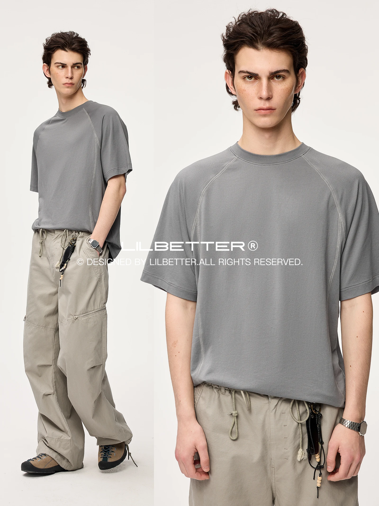 Lilbetter Modal Mesh Quick Dry T-Shirt Short Sleeve Outdoor Sport Function Loose Fit round Neck Casual Fashion Summer Top