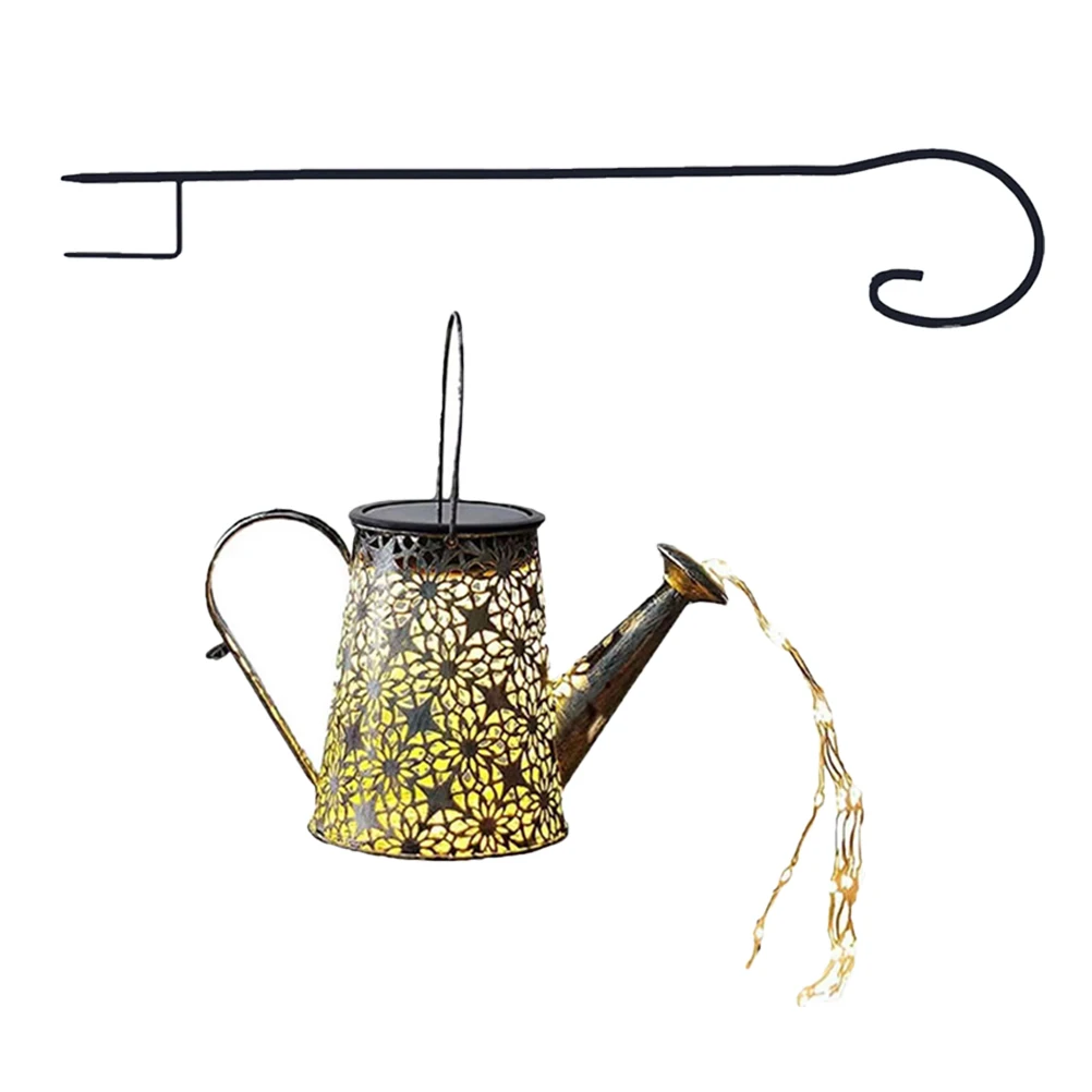 Elegant Solar Waterfall Lights Iron Craft Kettle Light Retro Garden Outdoor Illumination