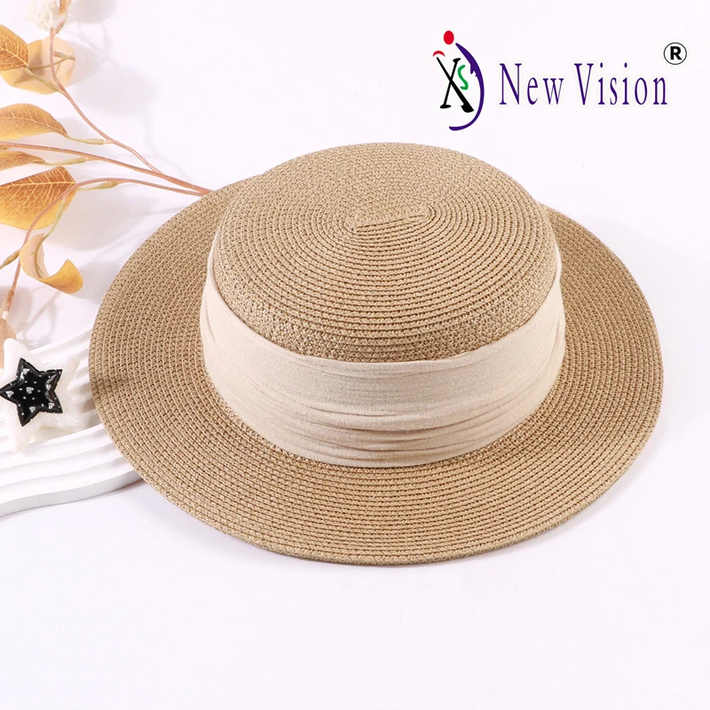 

Весенне-летняя новая женская шляпа с плоским цилиндром, французская британская солнцезащитная шляпа для путешествий и отдыха, широкополая шляпа из травы, солнцезащитный козырек, атласная декоративная