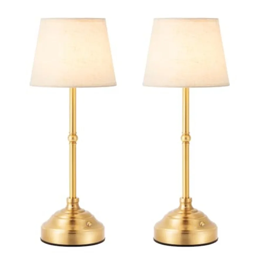 Cordless Table Lamp, Rechargeable Desk Lamp with Fabric Shade, Battery Operated 3 Color Stepless Dimming, Small Touch Bedside L