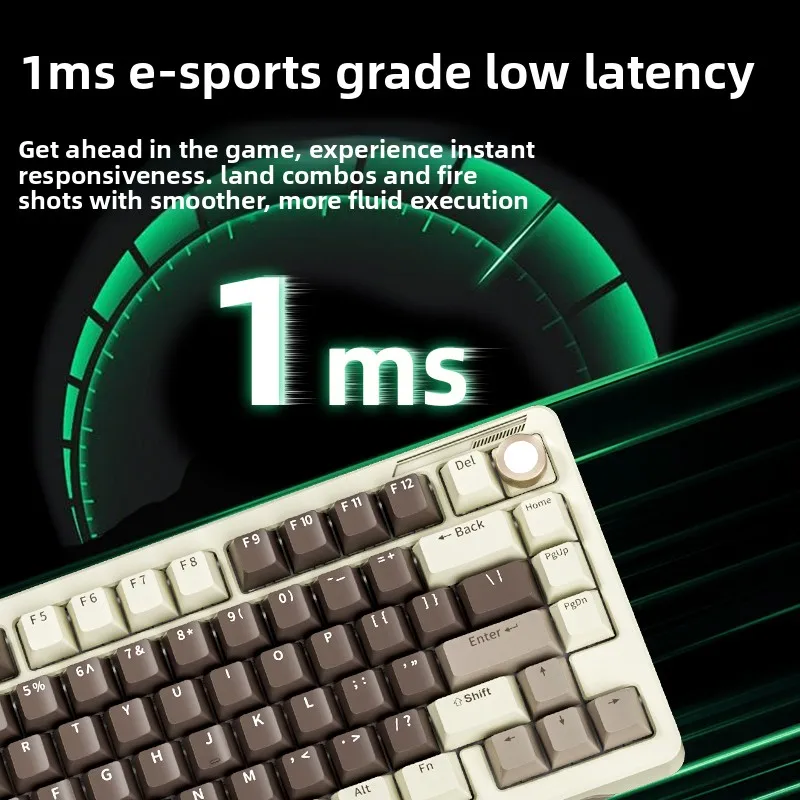 Ilovbee B75 Mechanical Keyboard Wireless Tri Mode Multi-function Knob Hot Plug RGB Low Latency Customized Gaming Keyboard