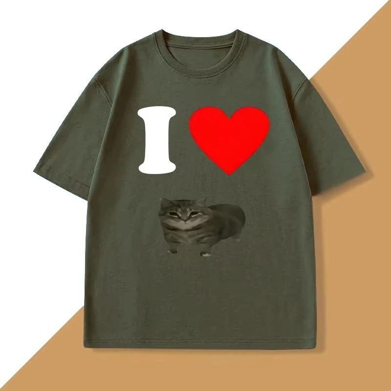 I Love Oiiaoiia Cat Meme T-Shirt Men Women Funny T Shirts Parody Tees Tiktok Tshirt Funny Streetwear Tops Oversized Loose Tops