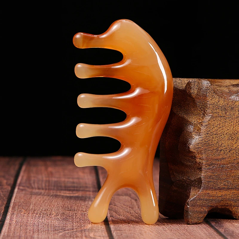 

Big Teeth Head Acupoint 5-Tooth Meridian Blood Massage Comb Resin Large-Tooth Head Massage Tool 5-Paw Half Round Shap Comb