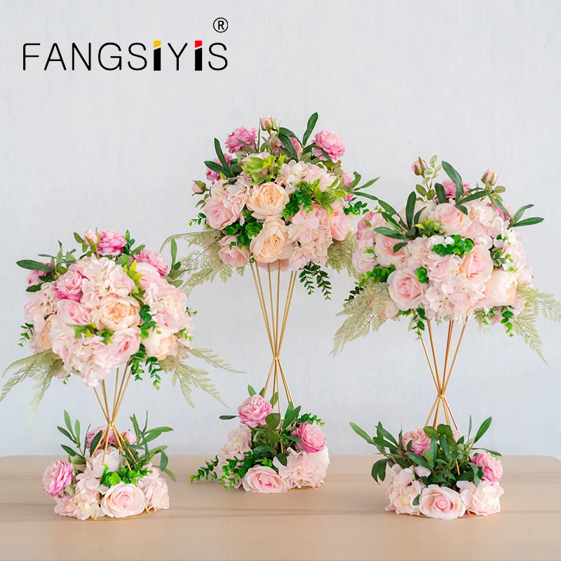 

New Silk Rose Hydrangea Peonies Artificial Flower Ball Centerpieces Party Wedding Background Decor Table T stage Floral Ball