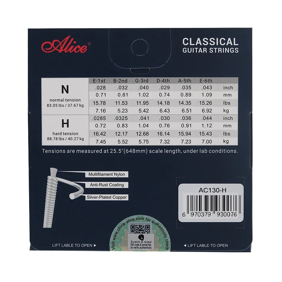 Alice AC130 Classical Guitar Strings Set Clear Nylon