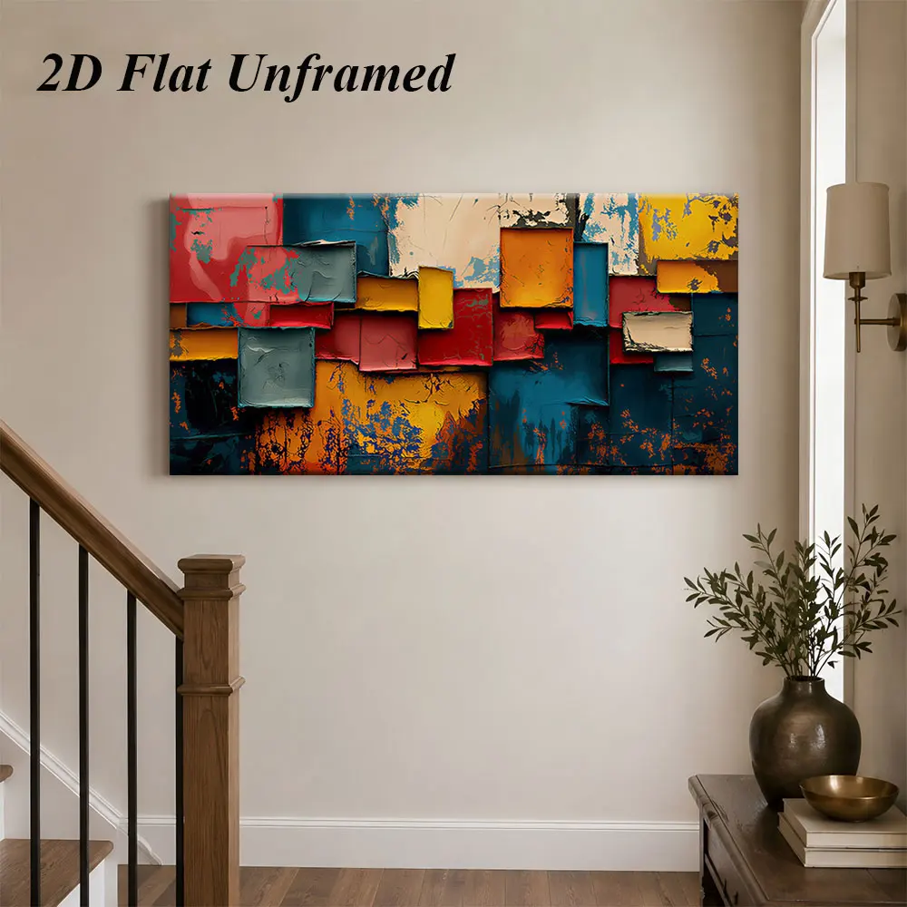 (1PC Unframe)1 modern abstract geometric color block frameless decorative painting, living room, bedroom, study art painting, 2D