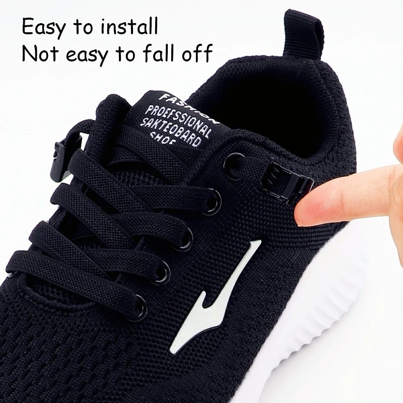 

No Tie Shoe Laces Easy Use Shoes Accessories Magnetic Locks Shoestrings Without Ties 8mm Wide Flat Elastic Laces Sneakers Tennis