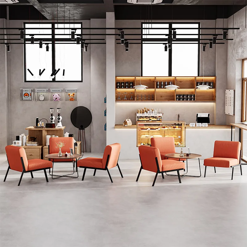 Cafe Sofa Table and Chair Combination Milk Tea Shop Qingba Bar Book Bar Sofa Chair Leisure Rest Area Reception