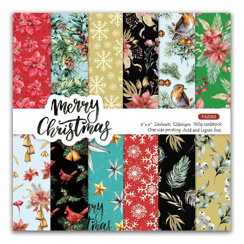 2023new merry Christmas style Scrapbooking paper pack of 24 sheets handmade craft paper craft Background pad 920