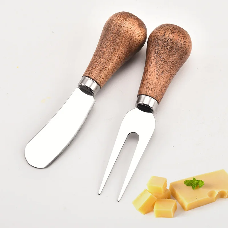 Creative Vertical Butter Knife Stainless Steel Cheese Knife Wooden Handle Butter Knife Mini Bread Jam Spatula