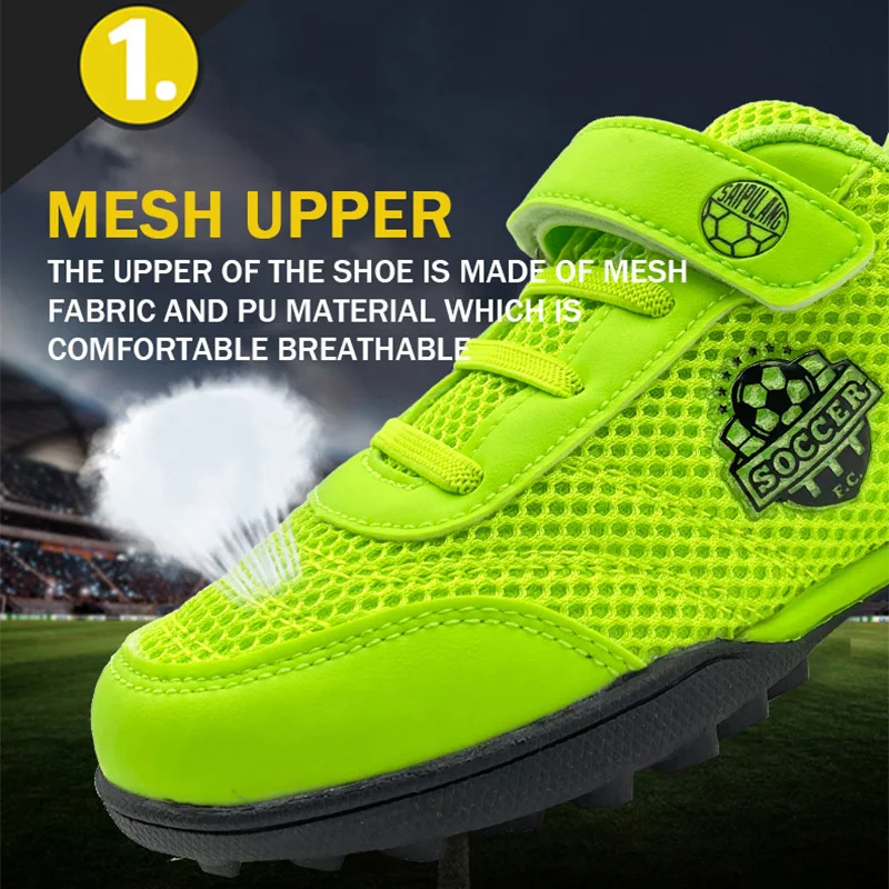 Kid Hook Loop Soccer Shoes Size 28-39 Athletic Outdoor FG Football Boots Boys Girls Training Sneakers AG Youth Soccer Shoes