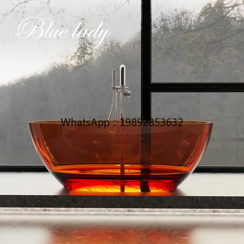 b1 Transparent Resin Crystal Bathtub for Home Hotel Homestay Freestanding Bathtub Bulk Bathtub